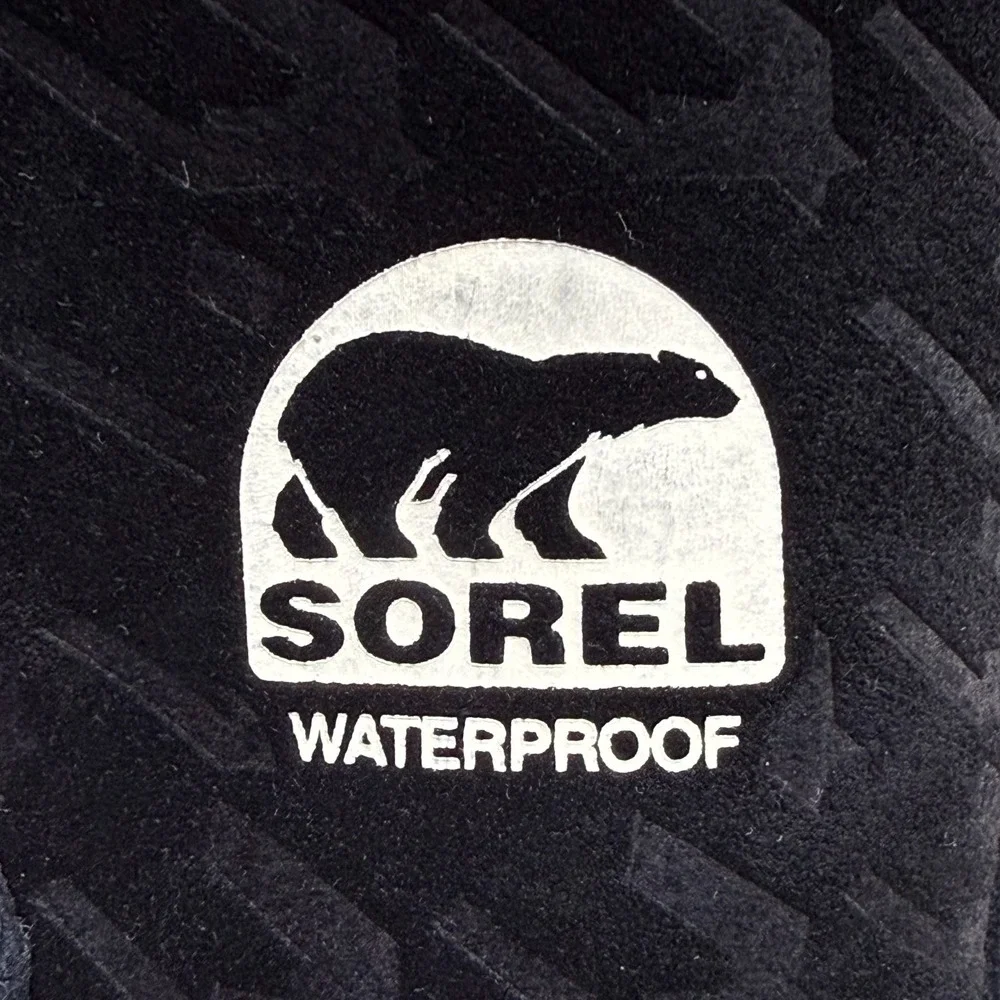 Sorel Joan Of Arctic Snow Boots Womens 6 Black Suede Houndstooth Faux Sherpa